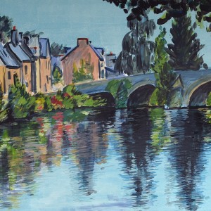 Christoph Leuthold Landschaft, Bilder, Gemälde, Malerei in Acryl und Aquarell: Bretagne / Normandie, Frankreich Brücke in Léhon, Bretagne, 2013
Acryl auf Karton
100 x 70 cm