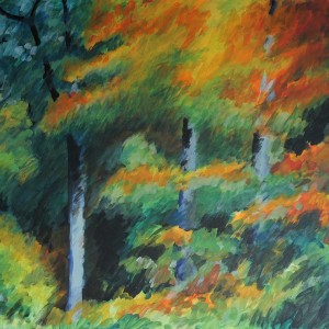 Christoph Leuthold Landschaft, Bilder, Gemälde, Malerei in Acryl und Aquarell: St. Galler Oberland Herbstwald, Luzisteig, 2014
Acryl auf Karton
100 x 70 cm