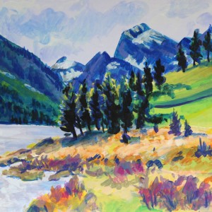 Christoph Leuthold Landschaft, Bilder, Gemälde, Malerei in Acryl und Aquarell: Acryl Avers Madris Graubünden, Lai da Palpuogna und Piz Ela, 2015
Acryl auf Karton
100 x 70 cm