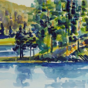 Christoph Leuthold Landschaft, Bilder, Gemälde, Malerei in Acryl und Aquarell: Dalsland, Schweden Insel im Skottesjön, 2014
Aquarell auf Papier
64 x 50 cm