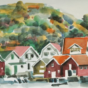 Christoph Leuthold Landschaft, Bilder, Gemälde, Malerei in Acryl und Aquarell: Bohuslän / Jönköpingslän, Schweden Fiskebäckskil, Schweden, 2014
Aquarell auf Papier
64 x 50 cm