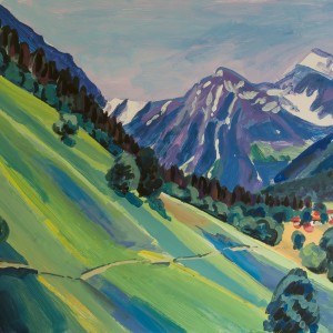 Christoph Leuthold Landschaft, Bilder, Gemälde, Malerei in Acryl und Aquarell: Prättigau Schluecht, Canard und Weisshorn, 2016
Acryl auf Karton
100 x 80 cm