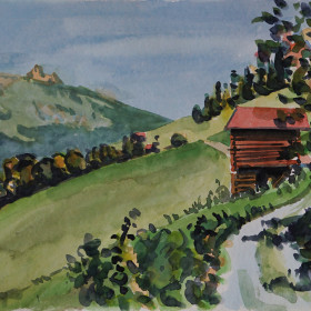 Christoph Leuthold Landschaft, Bilder, Gemälde, Malerei in Acryl und Aquarell: Prättigau Mutten 2024
Aquarell auf Papier
48 x 36 cm