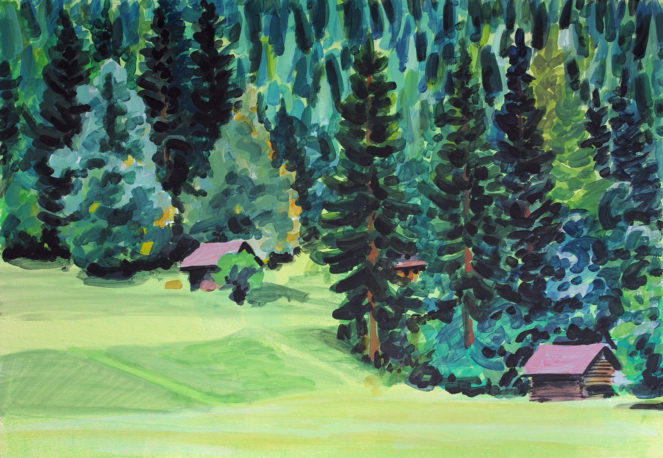 Christoph Leuthold Landschaft, Bilder, Gemälde, Malerei in Acryl und Aquarell: Kunkels Brunnenwald, Kunkels, 2013
Acryl auf Karton
100 x 70 cm