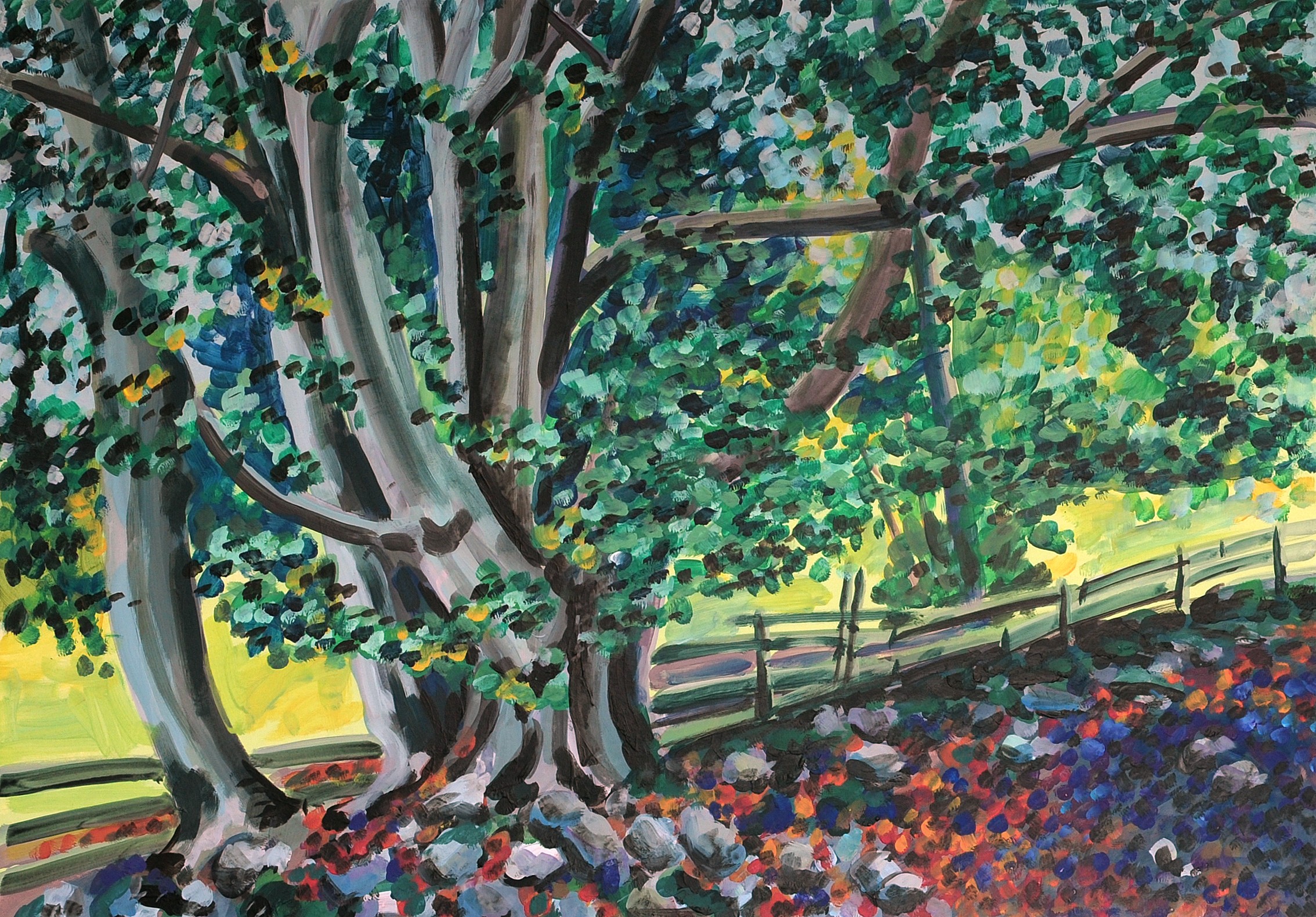 Christoph Leuthold Landschaft, Bilder, Gemälde, Malerei in Acryl und Aquarell: St. Galler Oberland Buchen, Luzisteig, 2014
Acryl auf Karton
100 x 70 cm