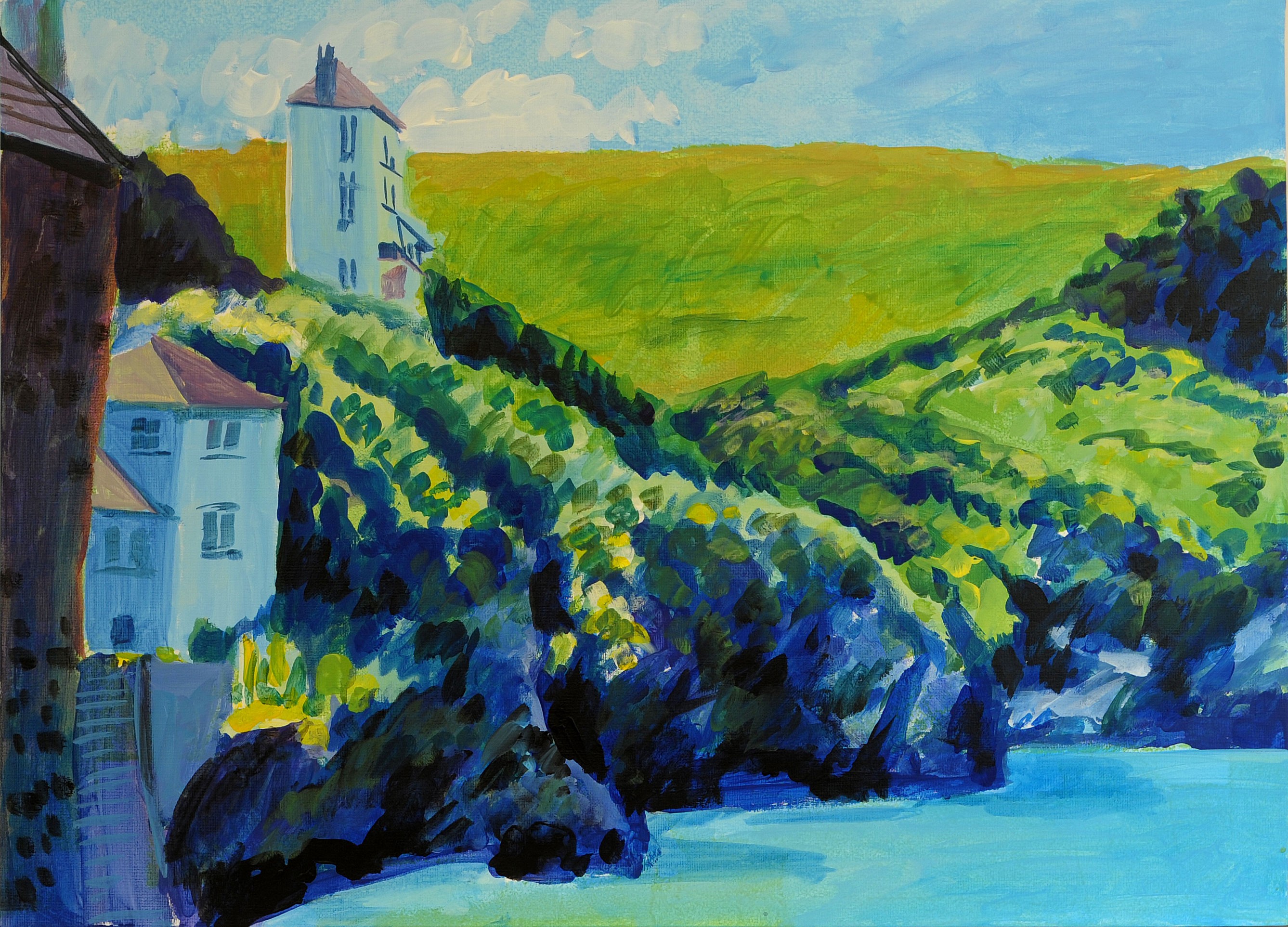 Christoph Leuthold Landschaft, Bilder, Gemälde, Malerei in Acryl und Aquarell: Cornwall, England Cornwall, Port Isaac, 2015
Acryl auf Leinwand auf Karton
80 x 60 cm