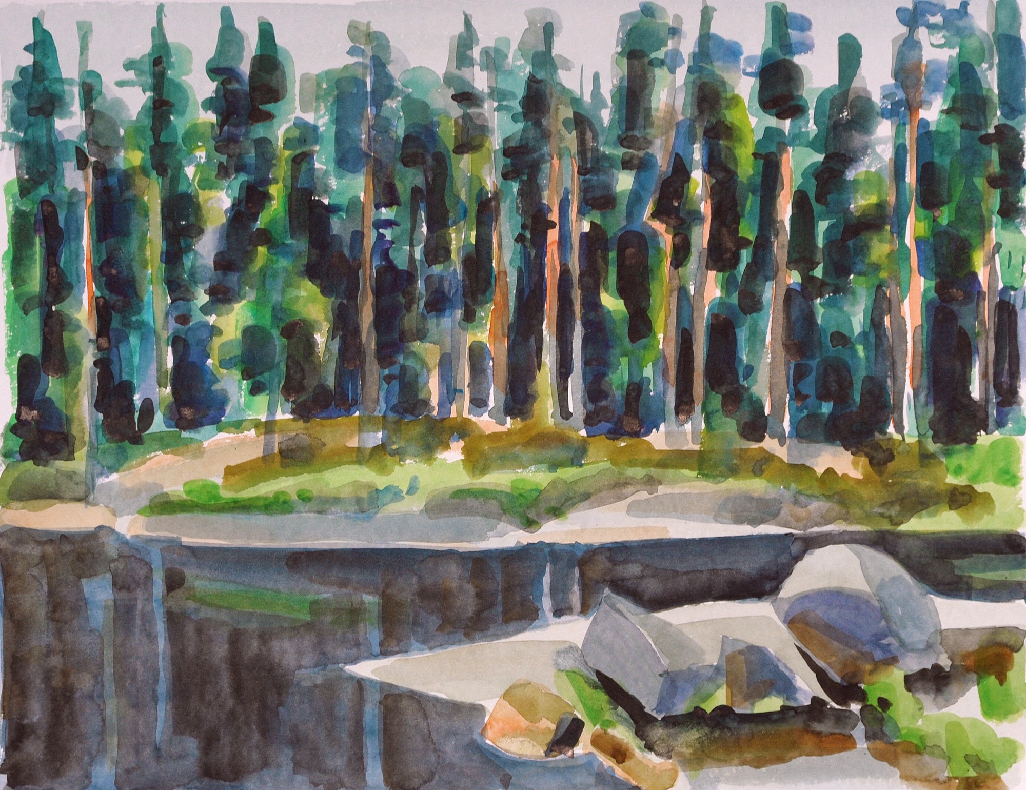 Christoph Leuthold Landschaft, Bilder, Gemälde, Malerei in Acryl und Aquarell: Dalsland, Schweden Tresticklan Nationalpark, 2014
Aquarell auf Papier
64 x 50 cm