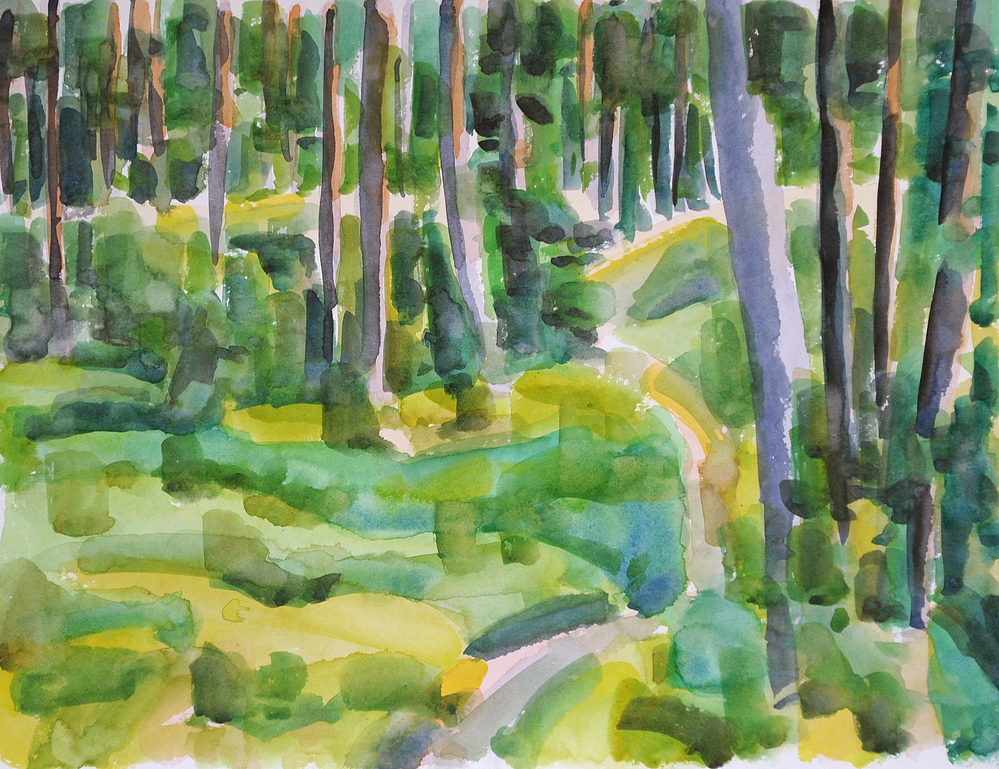 Christoph Leuthold Landschaft, Bilder, Gemälde, Malerei in Acryl und Aquarell: Yttre Bodane, Schweden Grüner Wald I, Yttre Bodane, 2014
Aquarell auf Papier
64 x 50 cm