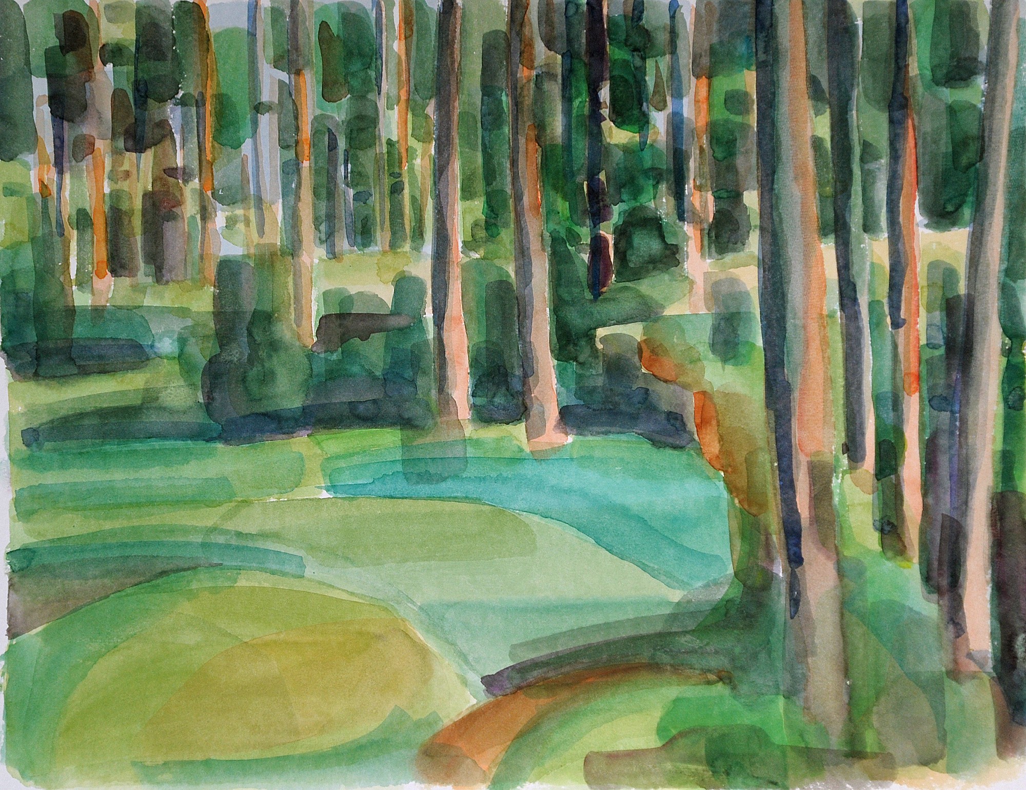 Christoph Leuthold Landschaft, Bilder, Gemälde, Malerei in Acryl und Aquarell: Yttre Bodane, Schweden Grüner Wald II, Yttre Bodane, 2014
Aquarell auf Papier
64 x 50 cm