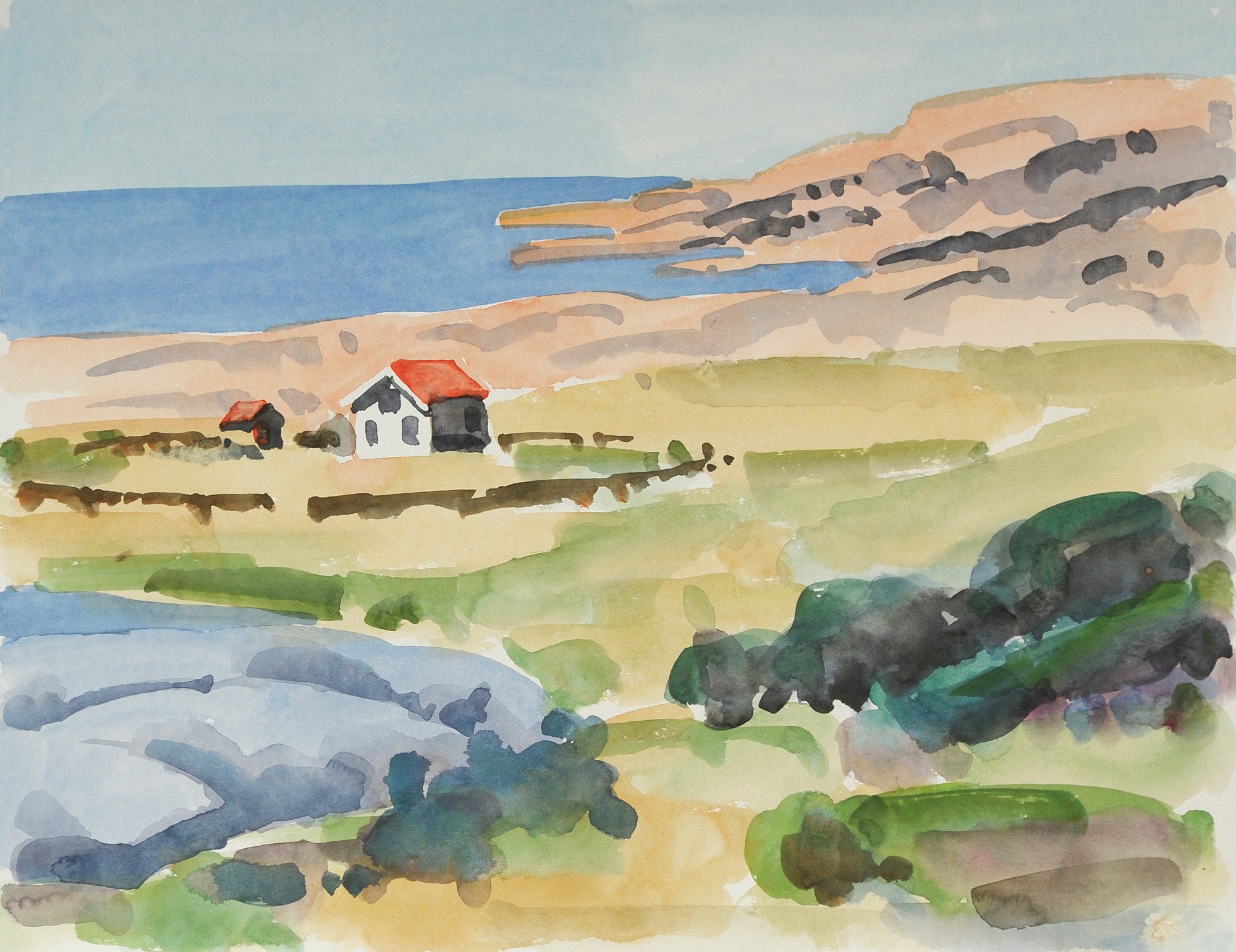 Christoph Leuthold Landschaft, Bilder, Gemälde, Malerei in Acryl und Aquarell: Bohuslän / Jönköpingslän, Schweden Grosshamn II, Schweden, 2014
Aquarell auf Papier
64 x 50 cm